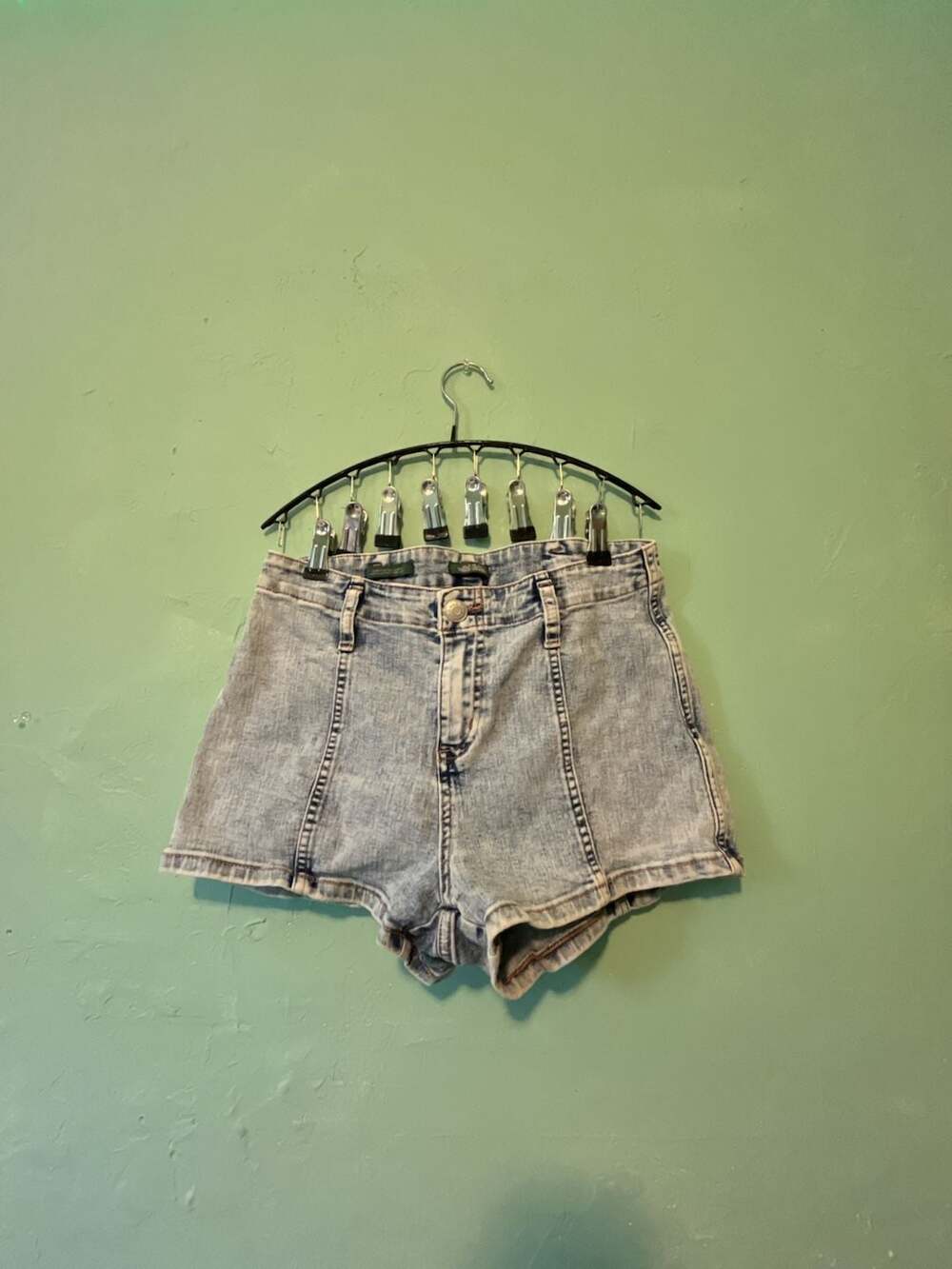 Wild Fable Super High Rise Acid Wash Seamed Denim Shorts